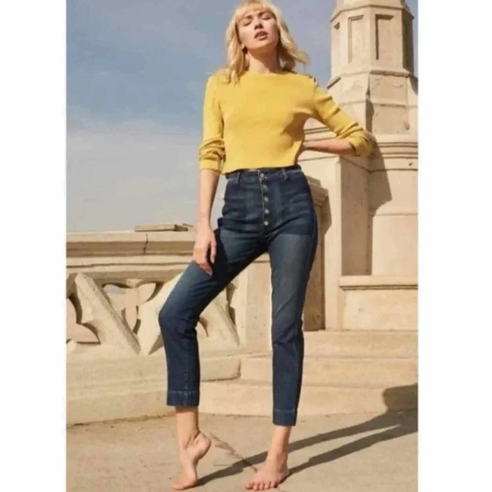 AMO Audrey with Snaps High Rise Denim Jeans in Shadow Play Size 26